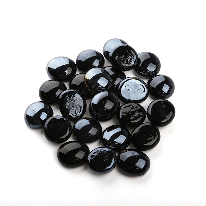 Flat black glass beads